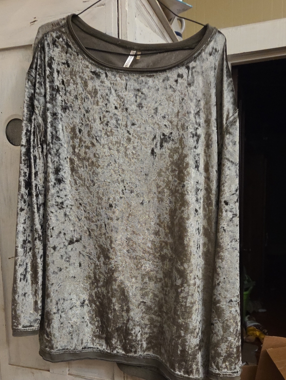 mittoshop‎ Green Crushed Velvet Long Sleeve Top